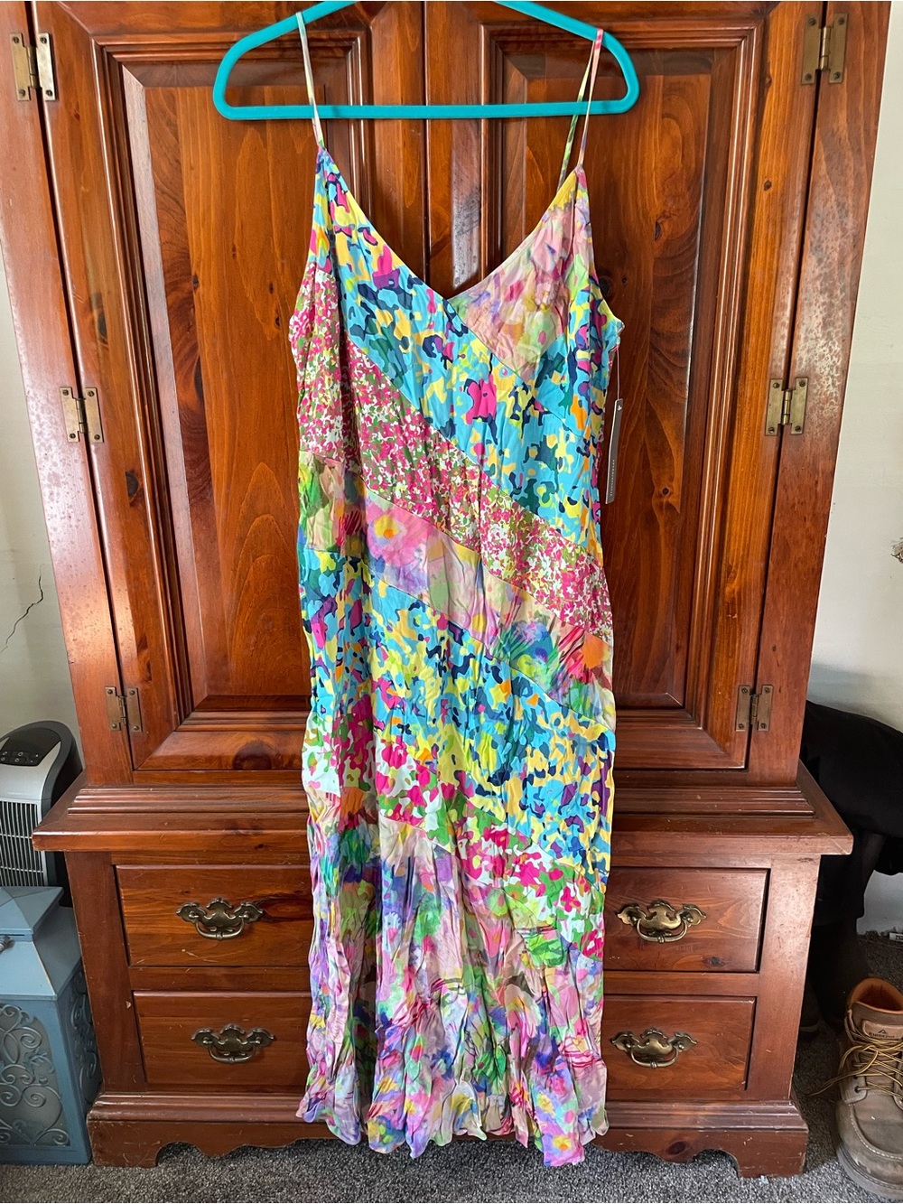 Anthropologie Multicolor Floral & Abstract Slip Maxi Dress